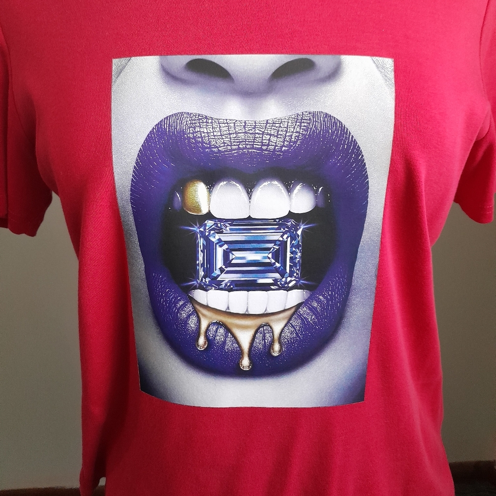 💋 HOT LIPS JEWELS PURPLE SHIRT- Christopher & Banks